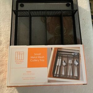 Squared Away Black Metal Mesh Cutlery Tray